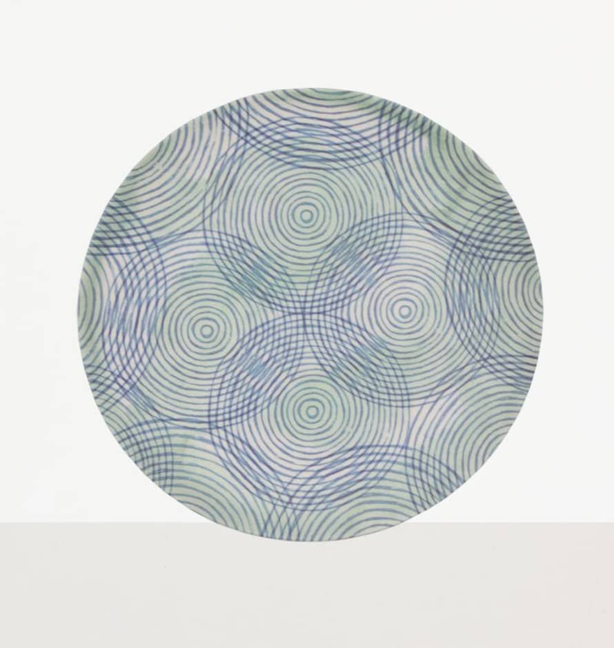 Urban Nature Culture Blue Green Bamboo Colourful Circles Plate