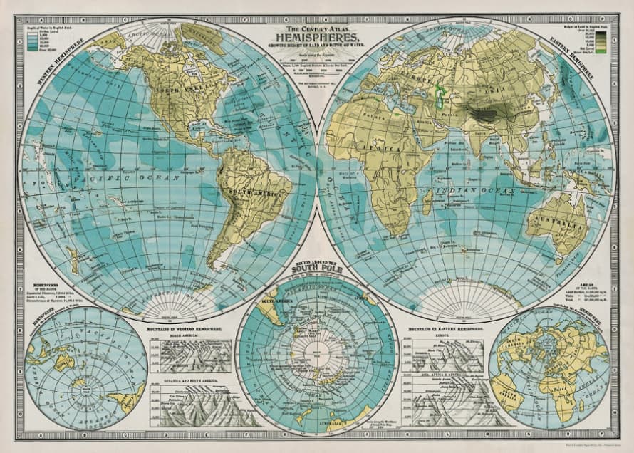 Cavallini & Co Hemisphere Map Poster