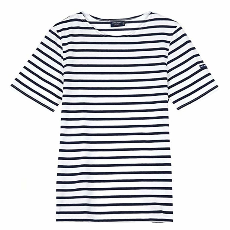 SAINT JAMES Levant White Navy Cotton Sailor T Shirt