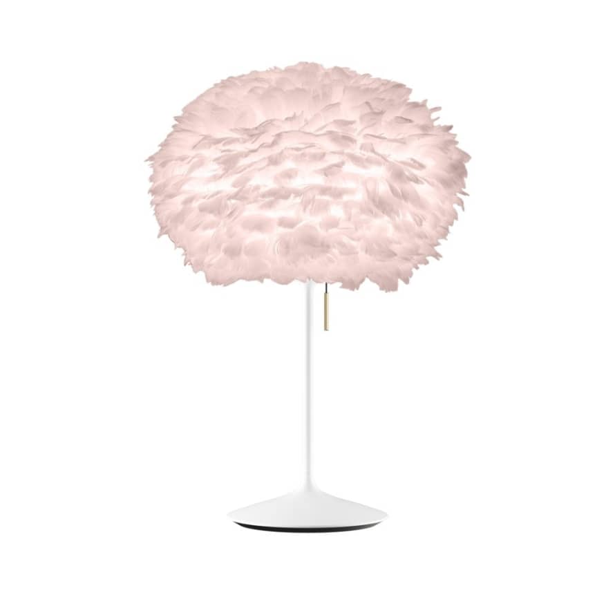 UMAGE Medium Light Rose Feather Eos Table Lamp with White Santé Stand