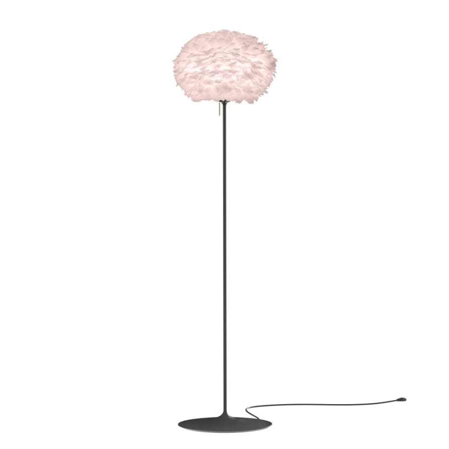 UMAGE Medium Light Rose Feather Eos Floor Lamp with Black Santé Stand