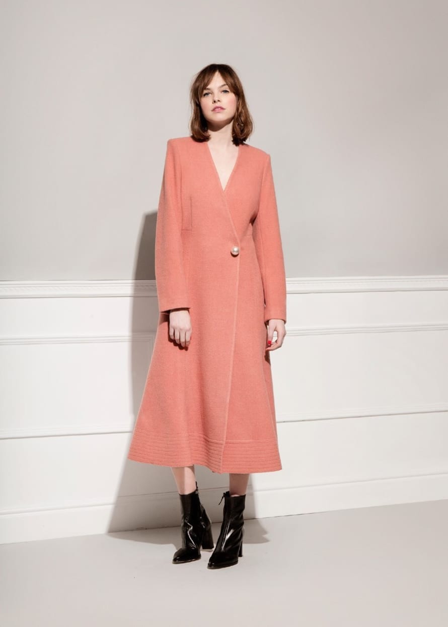 Jovonna London Salmon Coat with Pearl