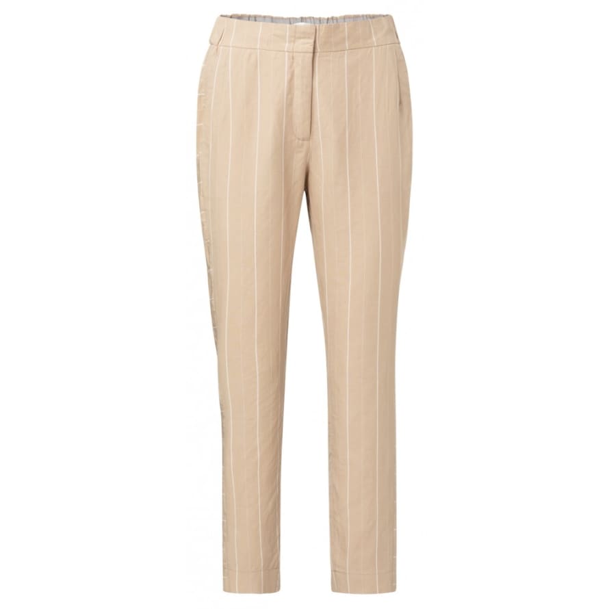 Yaya 121123 914  Sand Relaxed Fit Striped Trousers 