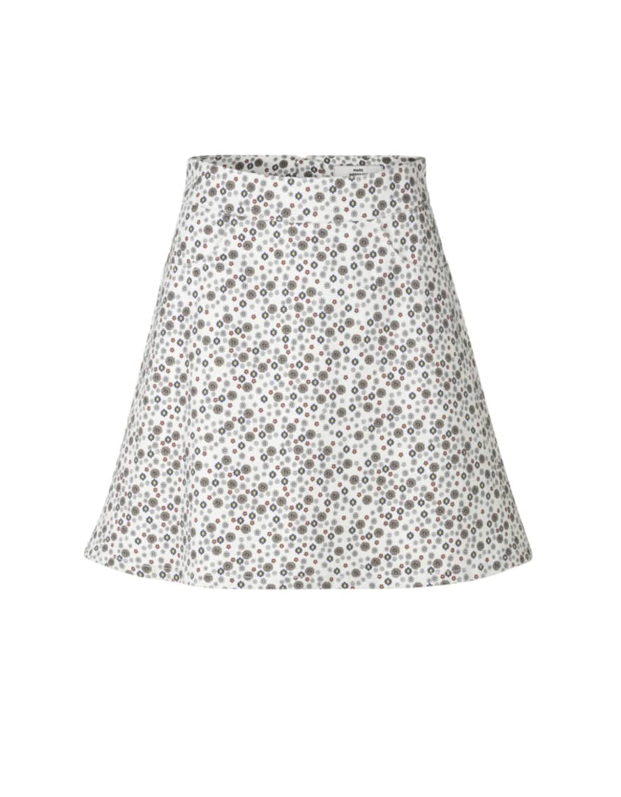 Mads Norgaard Fresh Organic Print Stella Skirt - White Flower Print 