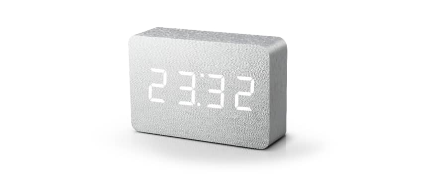 Gingko Aluminium Brick Click Clock With White LED