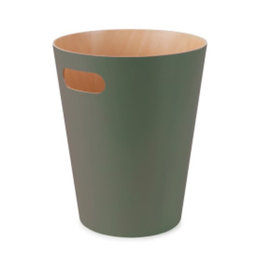 Umbra 7.5 Litre Spruce Green And Natural Woodrow Waste Bin