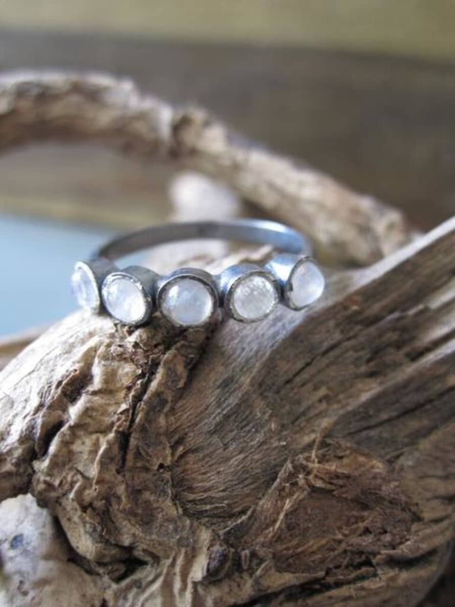 silver jewellery 925 Silver 5 Moonstone Ring