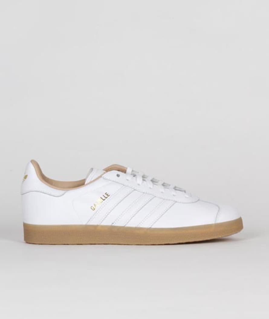 Adidas White Gum Gold Leather Originals Gazelle Shoes