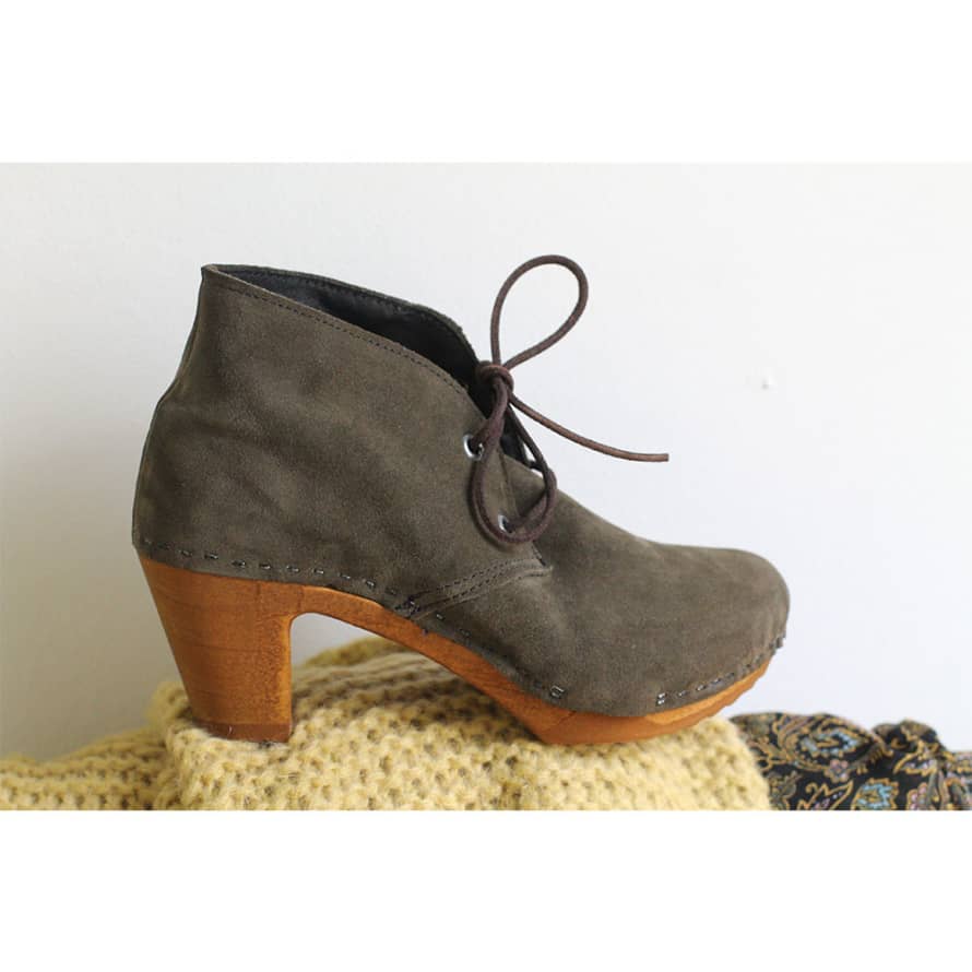 Bosabo Suede Khaki Lace Ankle Boots