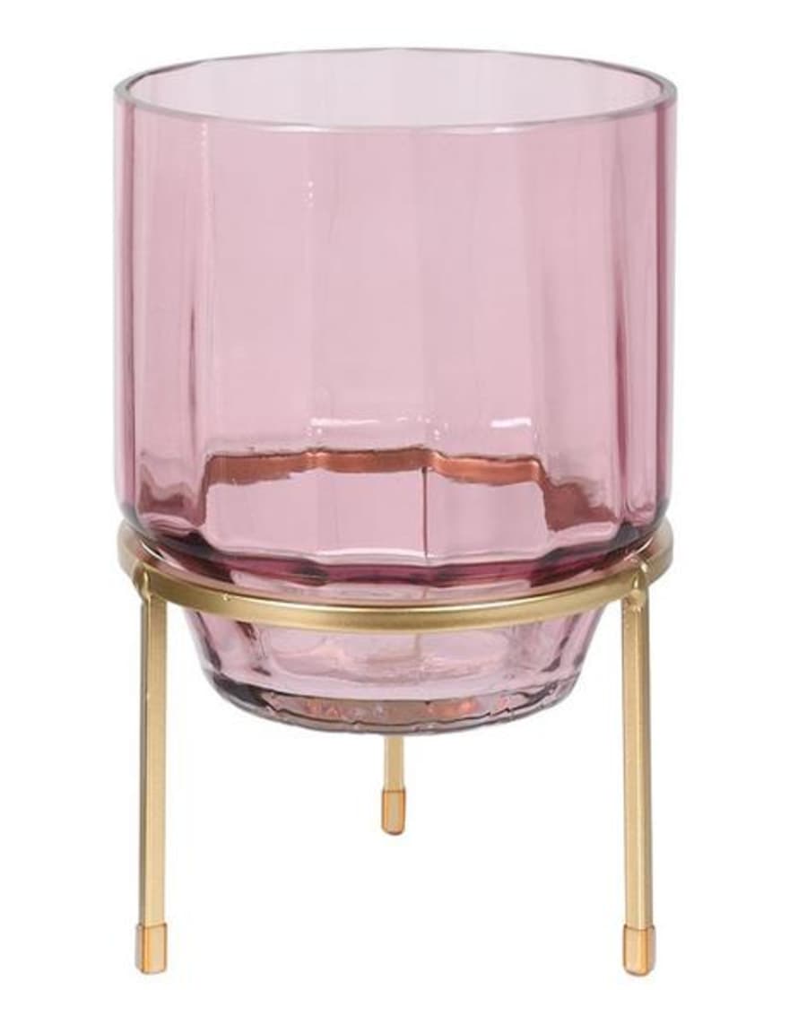 The Forest & Co. Pink Glass Hurricane On Stand