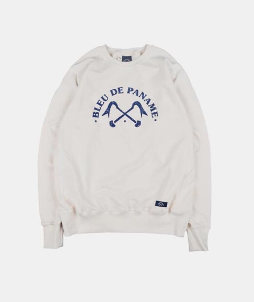 Bleu De Paname Ecru Cotton Classic Logo Sweatshirt