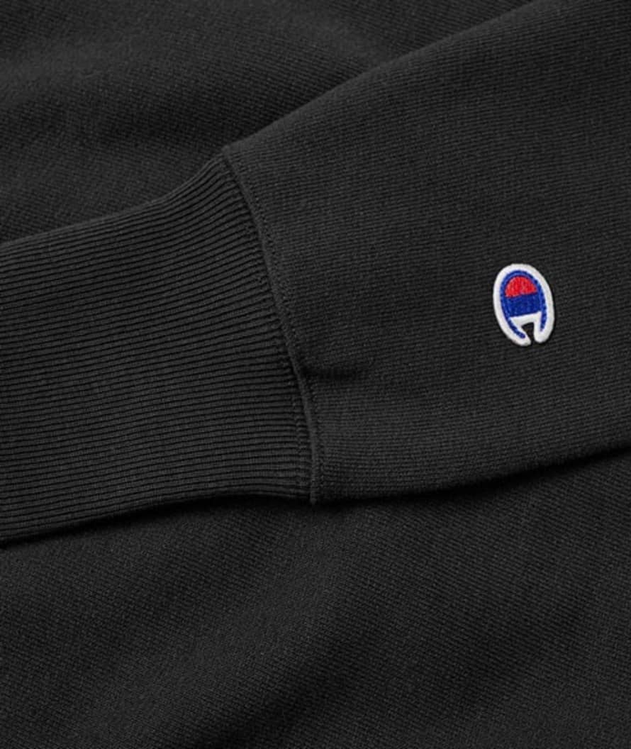 Trouva: Black Cotton Reverse Weave Logo Crewneck Sweatshirt