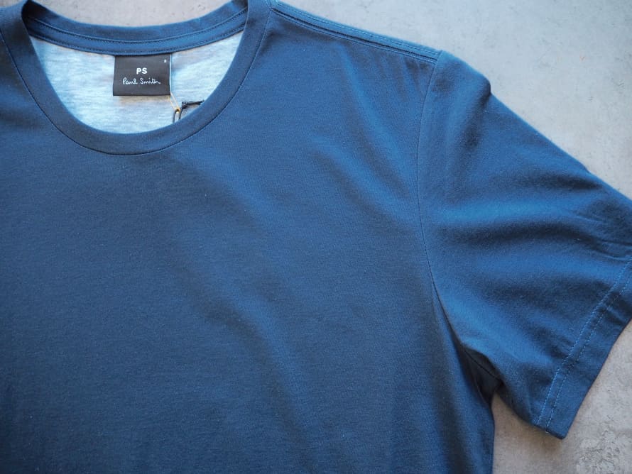 Trouva: Men's Blue Cotton T-Shirt With 'Landscape' Print Hem Detail