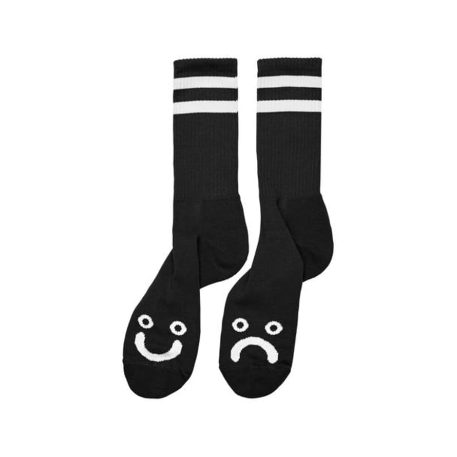 POLAR SKATE Black Cotton Happy Sad Socks