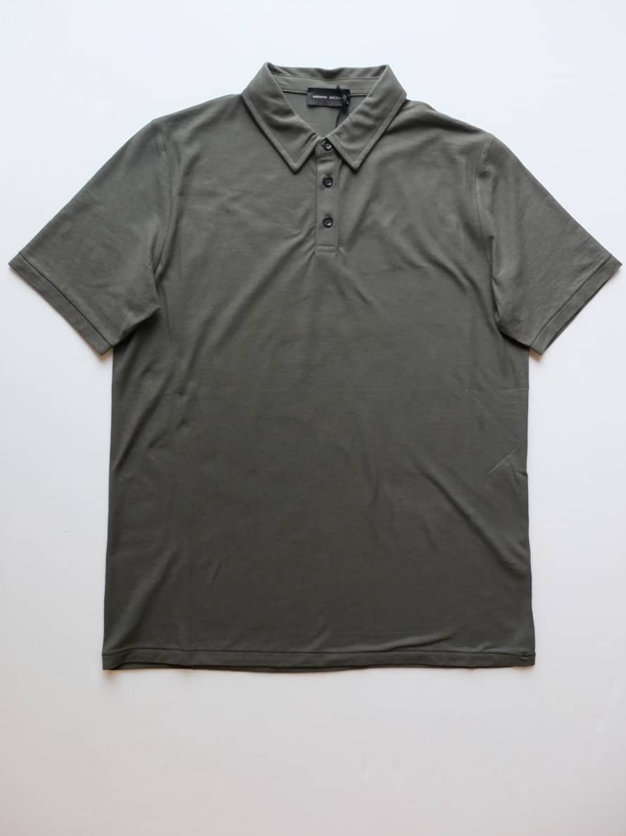 Roberto Collina Olive Green Short Sleeve Polo Shirt