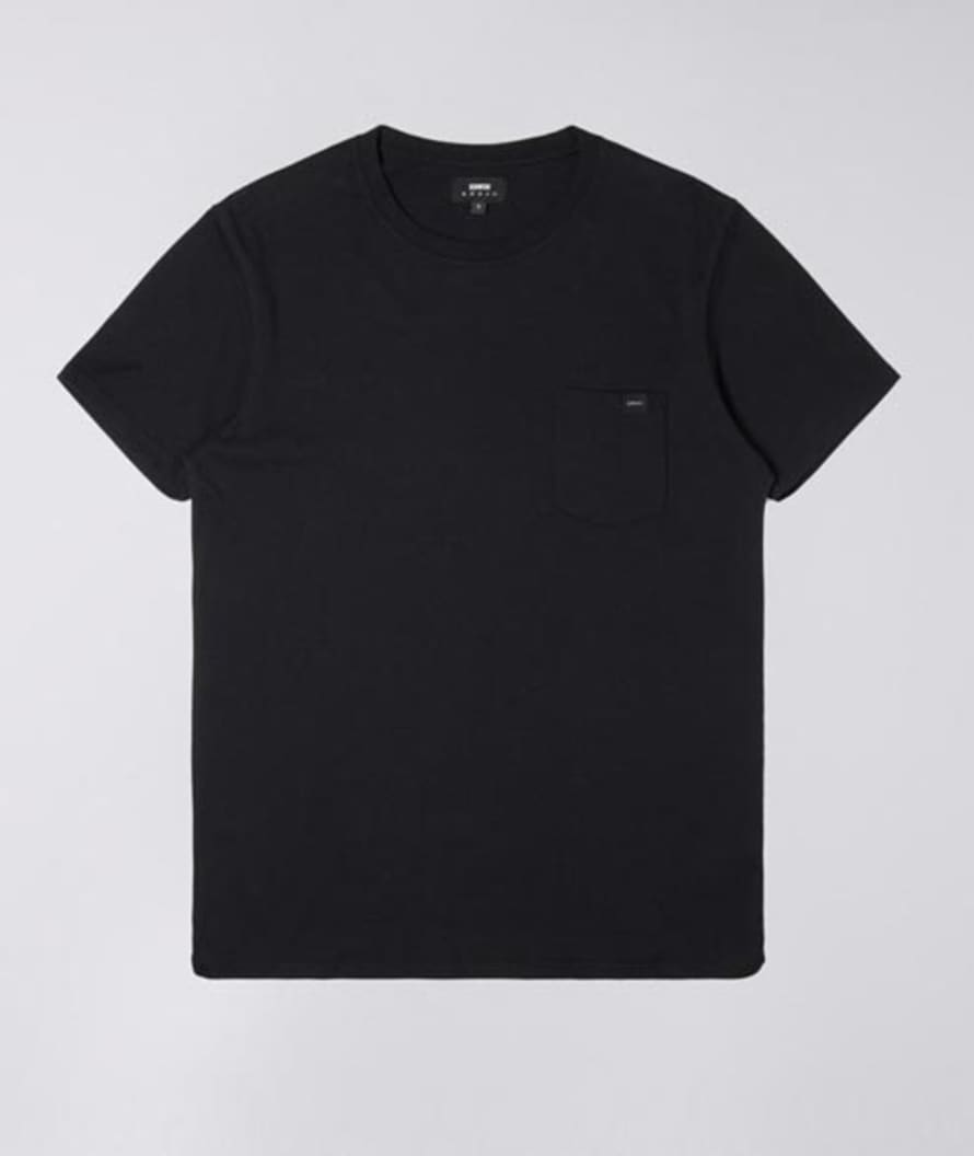 Edwin Black Cotton Garment Washed Pocket T Shirt