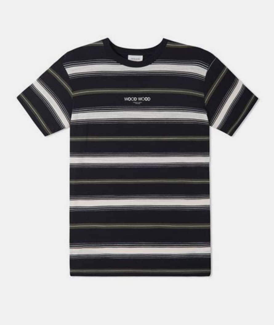 Wood Wood Navy Stripe Cotton Perry T Shirt