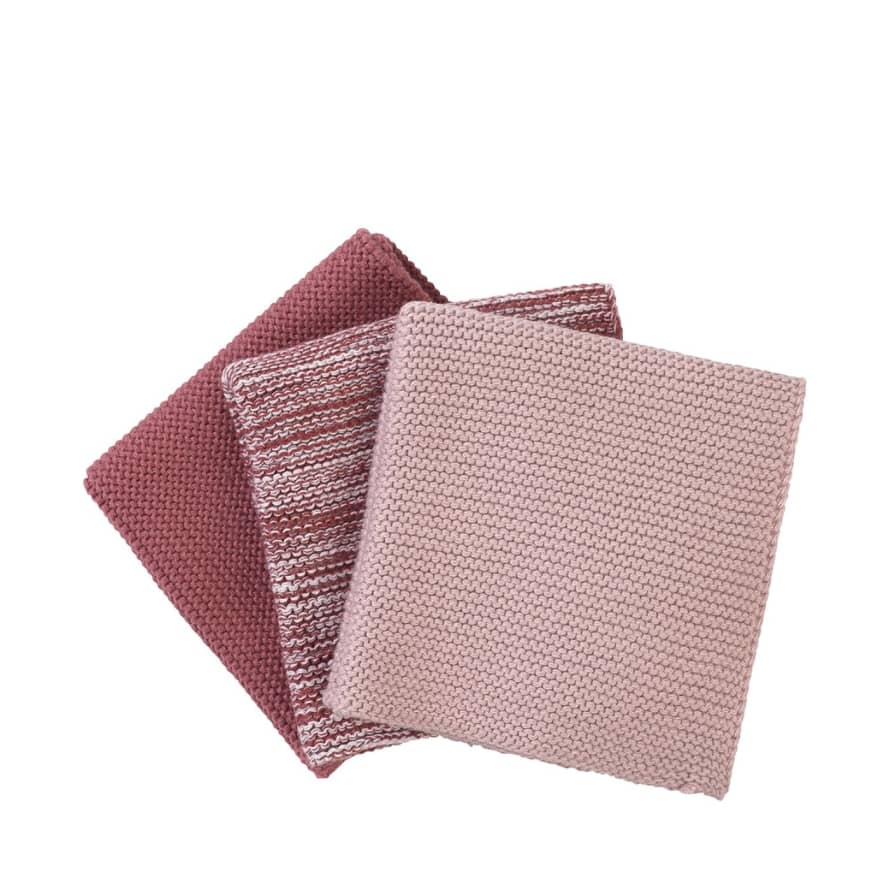 Blomus Set of 3 knitted dish clothes Shades of pink 