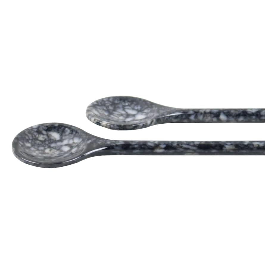 HAY Pair of Fleck Marbled Grey Serving Spoons