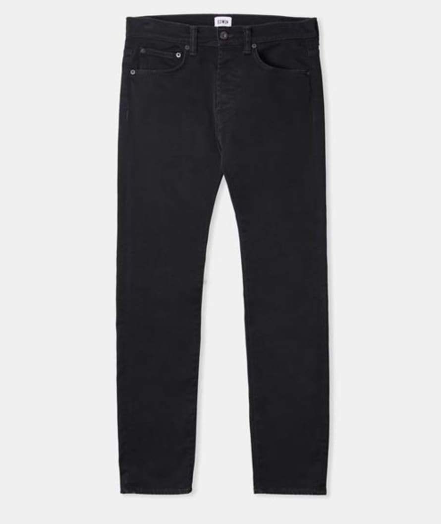 Edwin Ink Black Denim Cotton Rinsed ED 80 Slim Tapered Jeans