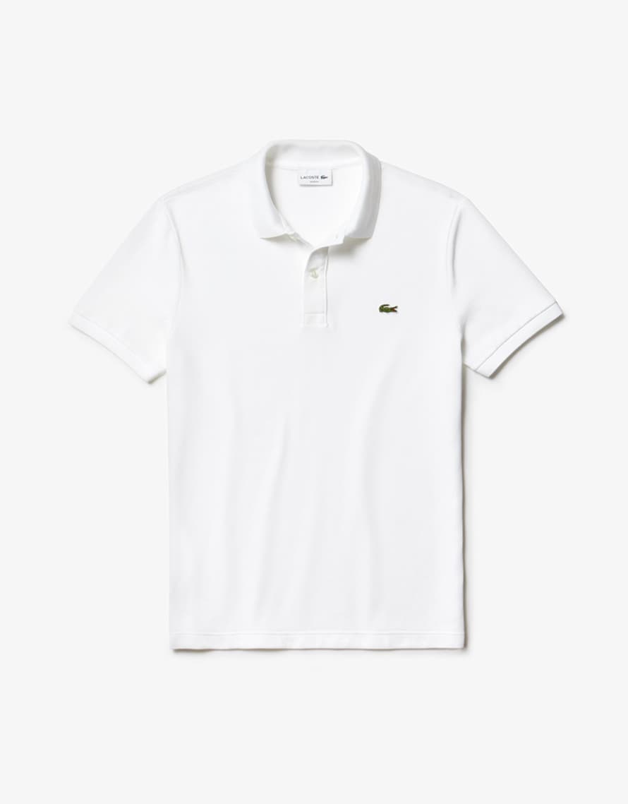 Lacoste White Cotton Slim Fit Polo Shirt