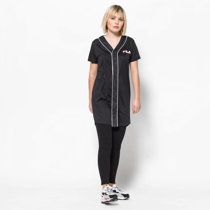 Fila Black Polyester Robin Button Baseball Dress