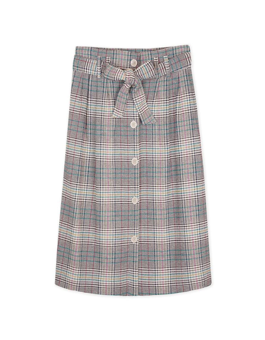 Sessun Green Cotton Checks Colorada Skirt