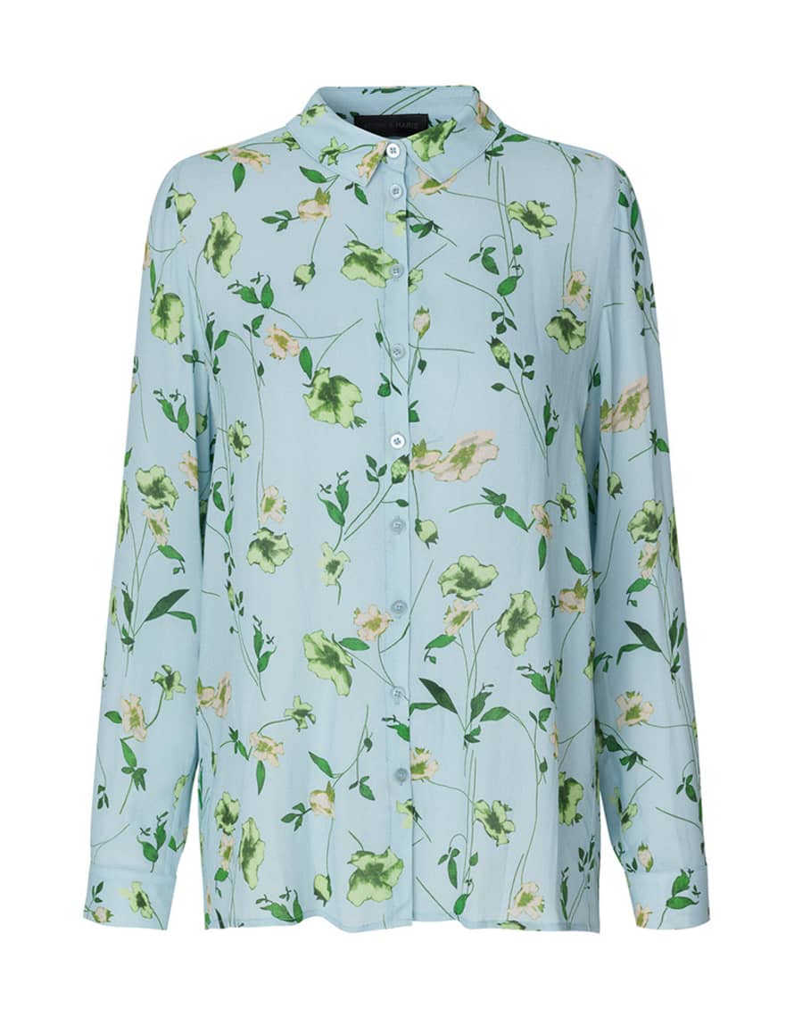 Storm & Marie Light Blue Viscose All Over Print Dakota Shirt