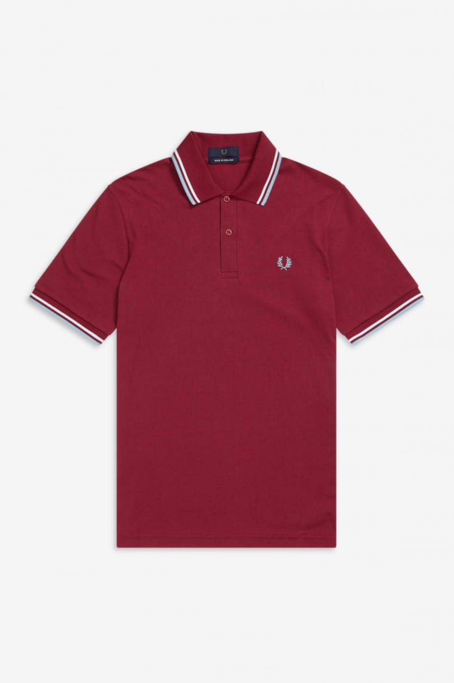 Fred Perry Maroon Cotton Twin Tipped Polo Shirt
