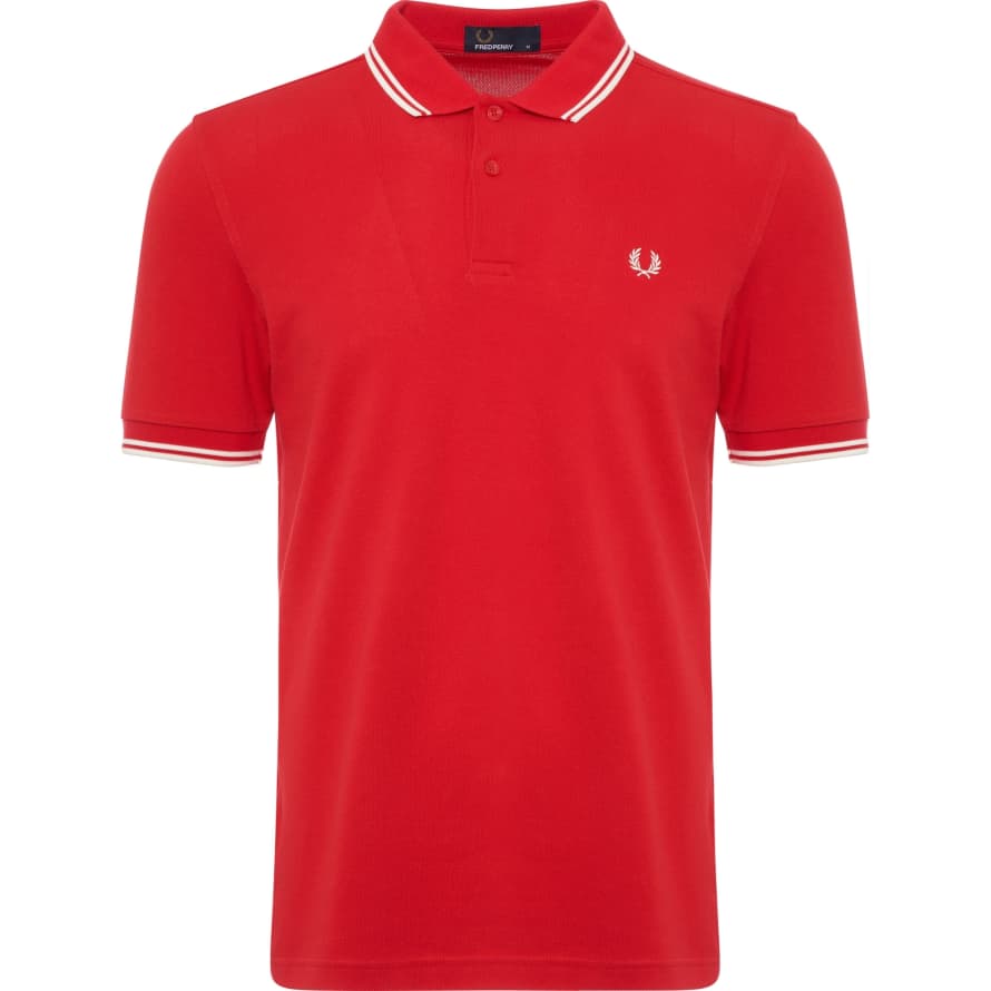 Fred Perry England Red Cotton Twin Tipped Polo Shirt