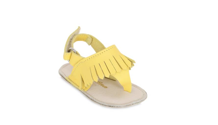 Sonatina Yellow Leather Sandal with Fringes