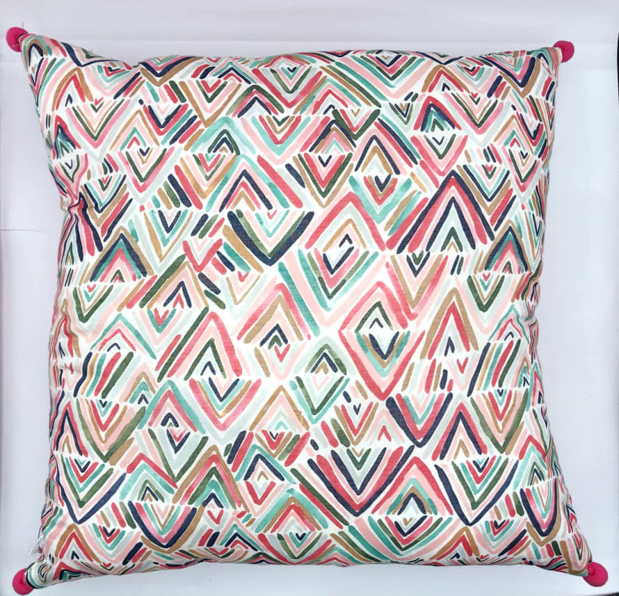 Annie and Lolo Multi coloured diamond pattern Cushion with inner