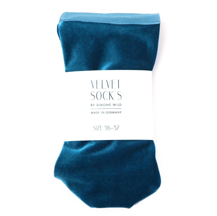 Simone Wild Aqua Velvet Ankle Sock