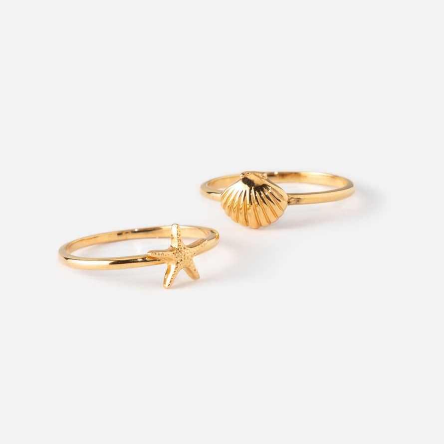 Orelia M/L SHELL & STARFISH RING 2 PACK