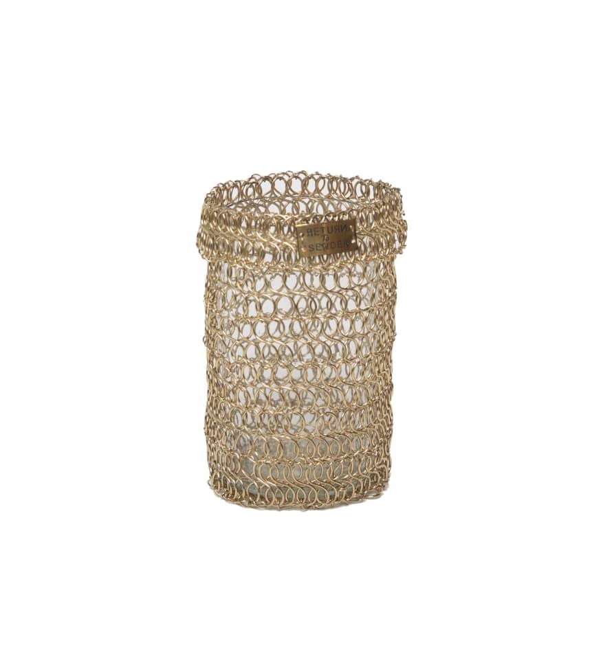 Return to Sender Small Gold Metal Woven Tealight