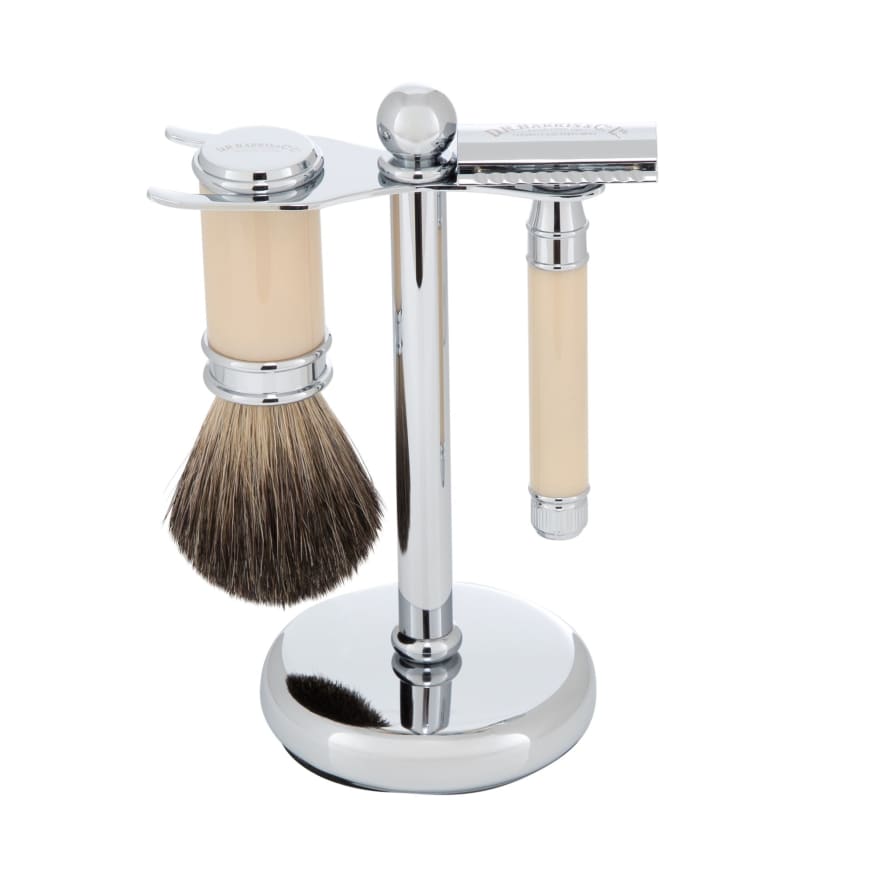 D. R. Harris 3-Piece Shaving Set with Safety Razor - Ivory 