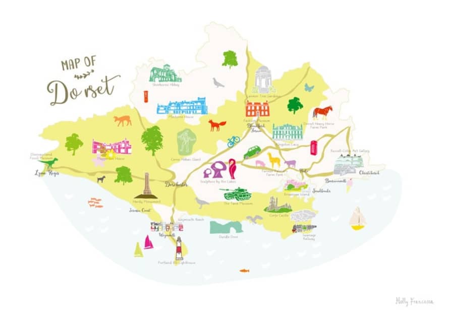 Holly Francesca Map of Dorset A3 Print