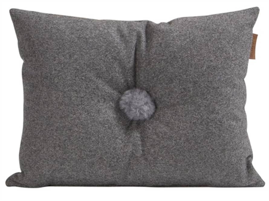 Shepherd of Sweden Granite Grey 100% wool 'Anita' cushion with sheepskin button