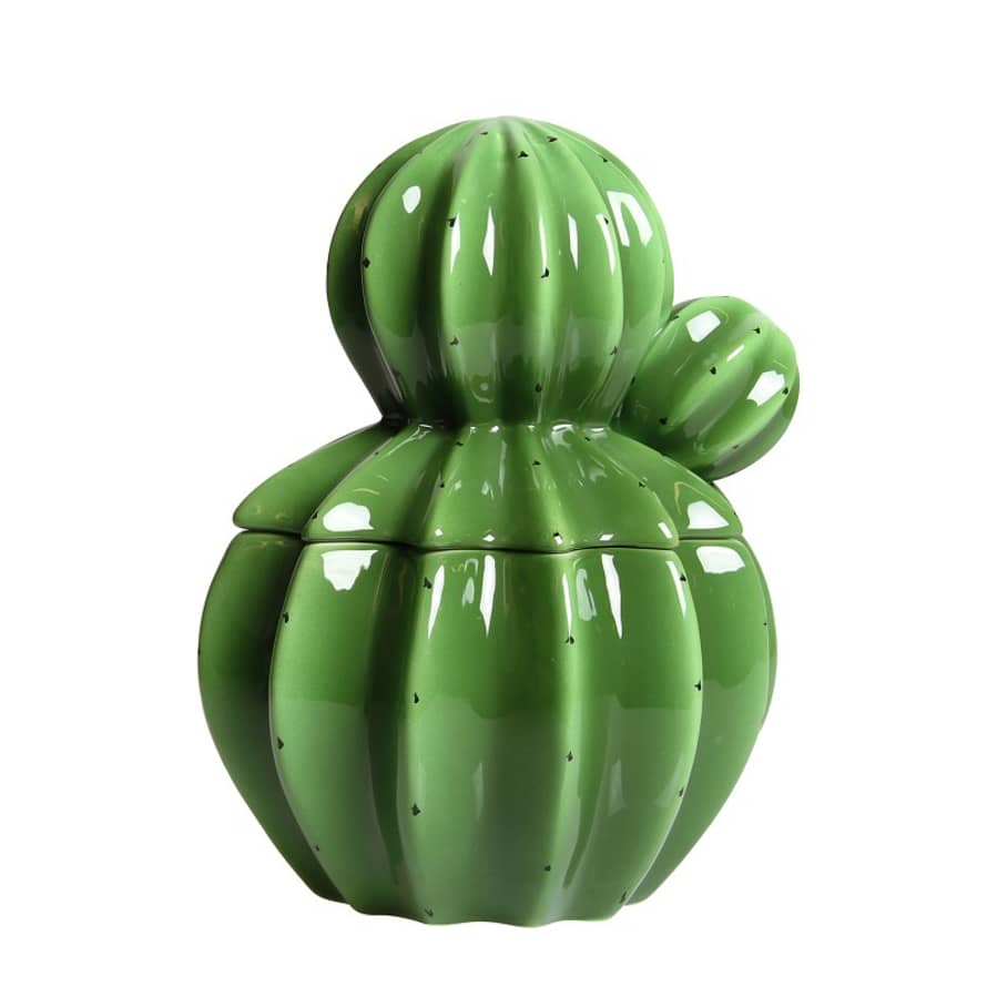 &klevering Medium Green Enameled Ceramic Cactus Bottle