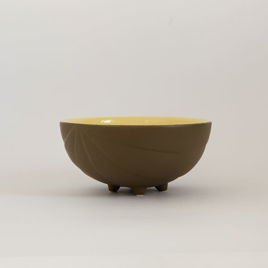 Grey Glossy Transparent Enameled Ceramic Bowl