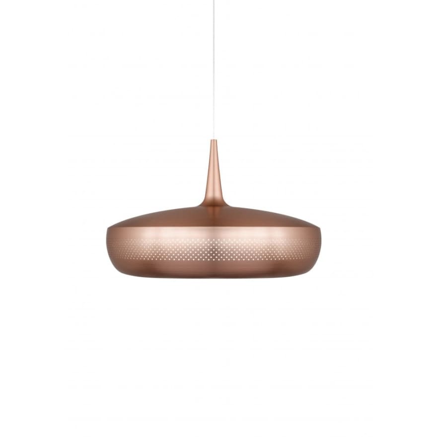UMAGE Brushed Copper Clava Dine Pendant Light with White Cord Set