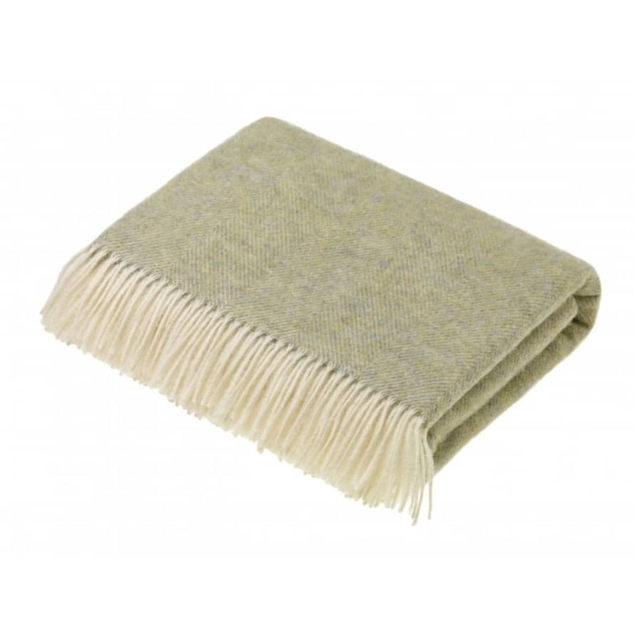 Bronte by Moon Light Sage Shetland Herringbone Throw 140cm x 185cm