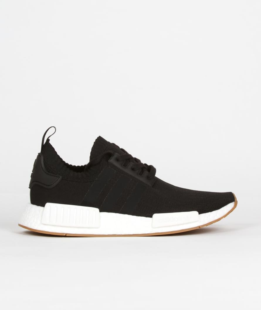 Adidas Originals Core Black Gum Nmd R1 Primeknit Shoes