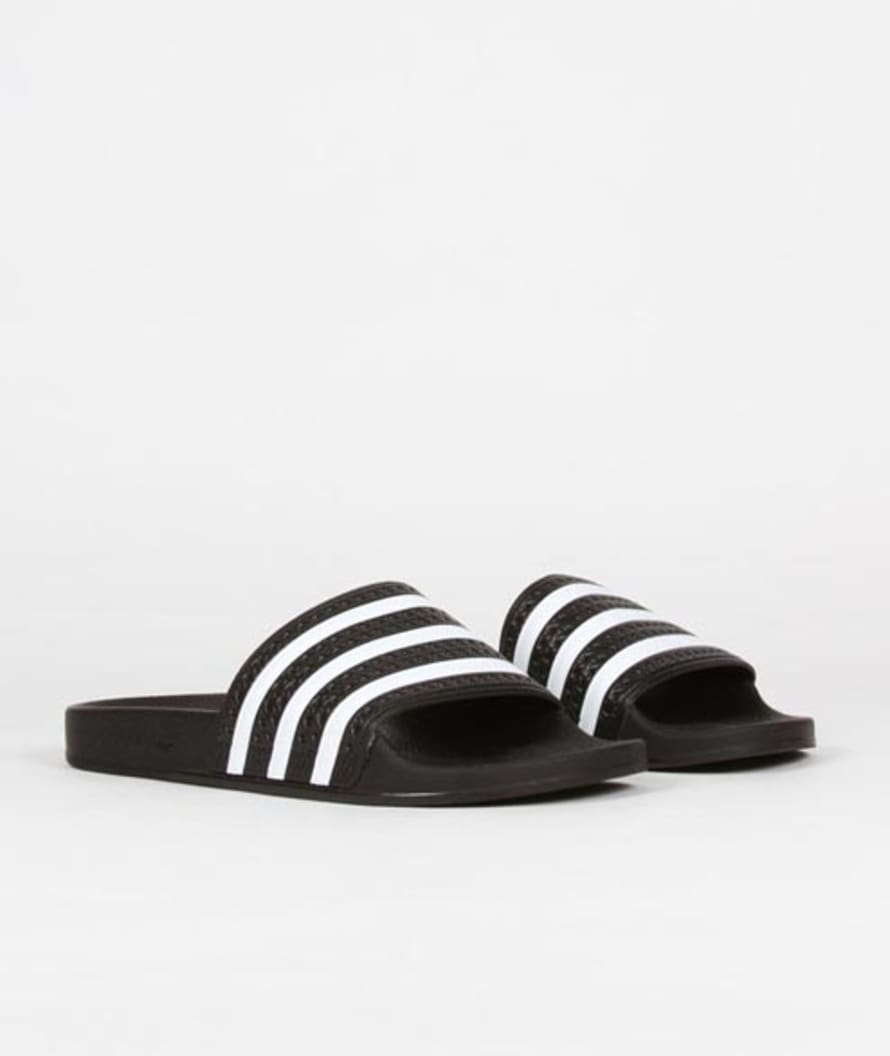 Adidas Originals Core Black Ftwr White Adilette Aqua Slides