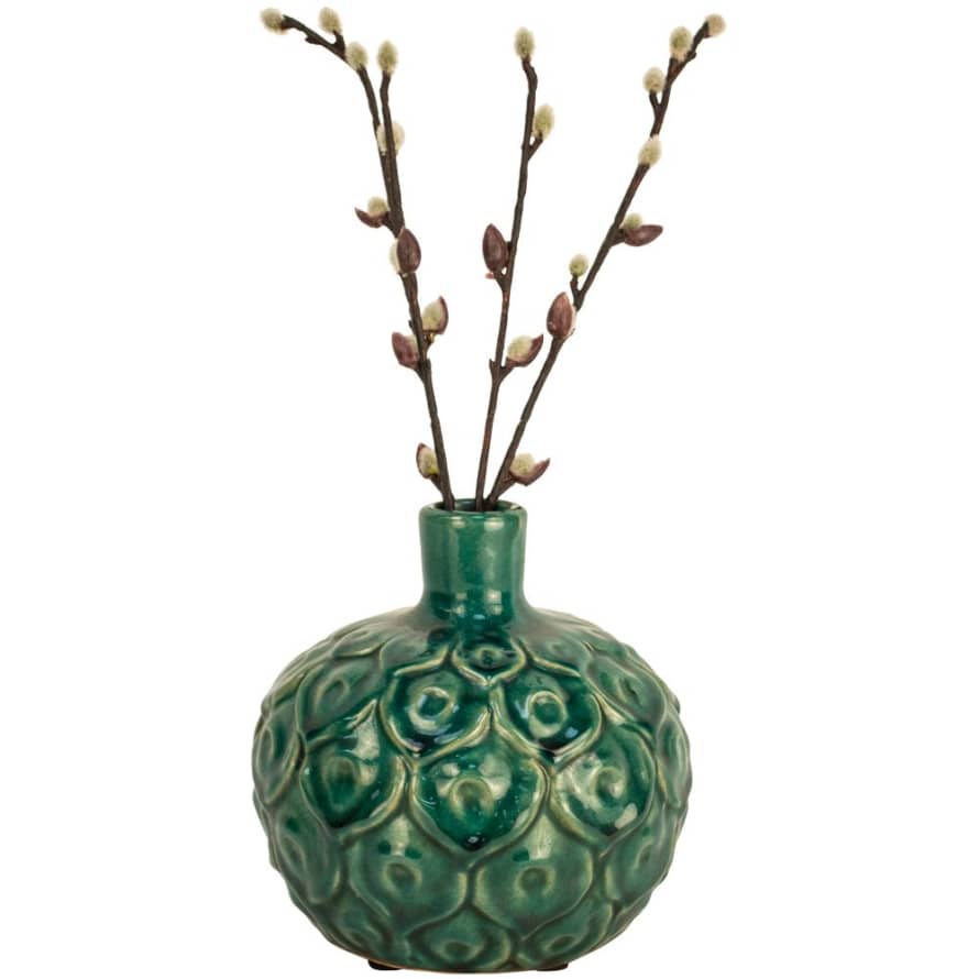 Grand Illusions Peacock Pattern Ceramic Stem Vase