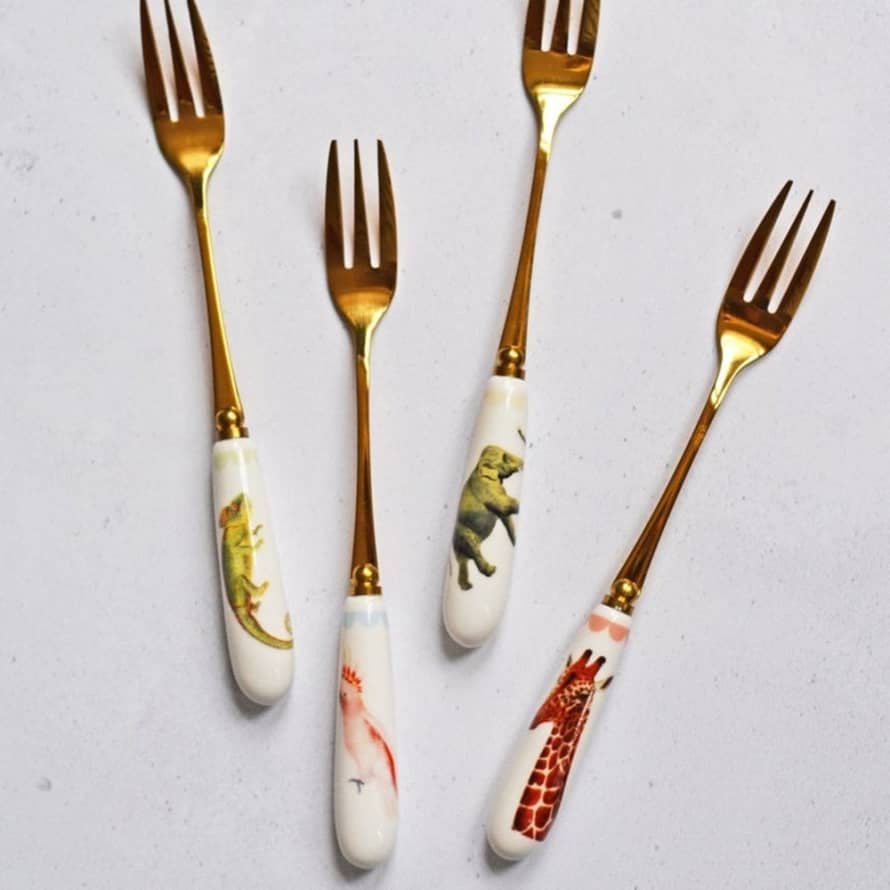 Yvonne Ellen Set of 4 Safari Animal Cake Forks