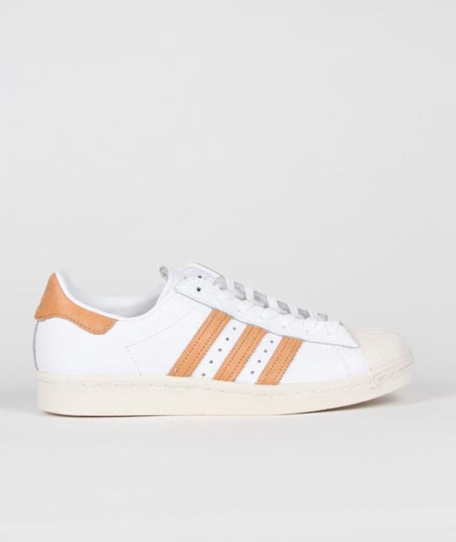 Adidas Originals White Gold Leather Superstar 80s Shoes
