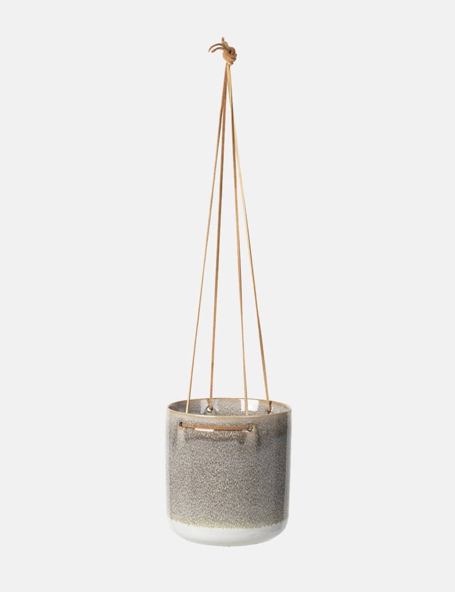 Broste Copenhagen Large Taupe Ceramic Almas Hanging Flowerpot