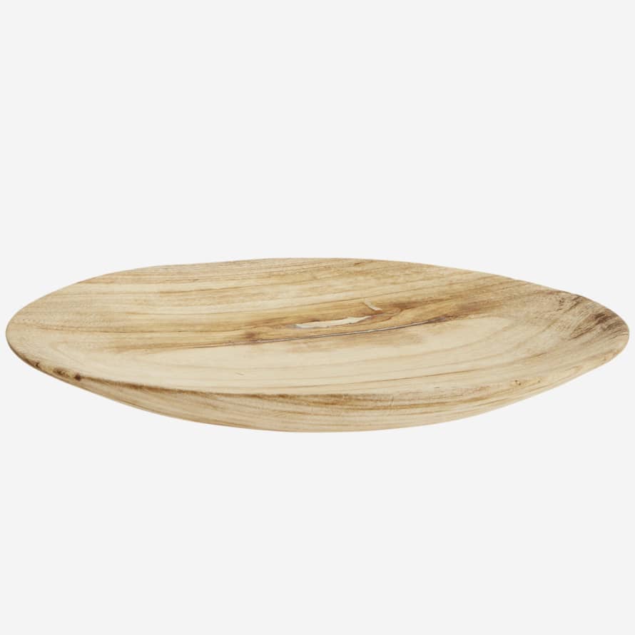 Madam Stoltz Small Natural Oil Treated Paulownia Wood Round Plate