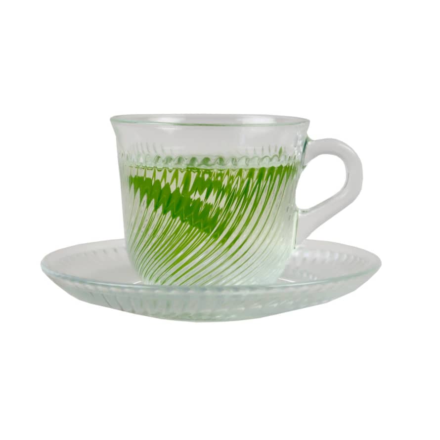 HAY Pirouette Glass Cup & Saucer Set of 2